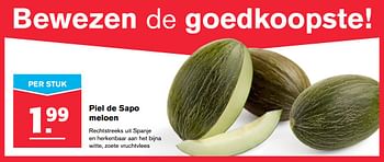 Aanbiedingen Piel de sapo meloen - Huismerk - Hoogvliet - Geldig van 19/07/2017 tot 01/08/2017 bij Hoogvliet