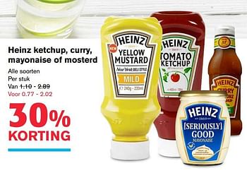 Aanbiedingen Heinz ketchup, curry, mayonaise of mosterd - Heinz - Geldig van 19/07/2017 tot 01/08/2017 bij Hoogvliet
