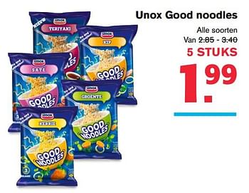 Aanbiedingen Unox good noodles - Unox - Geldig van 19/07/2017 tot 01/08/2017 bij Hoogvliet