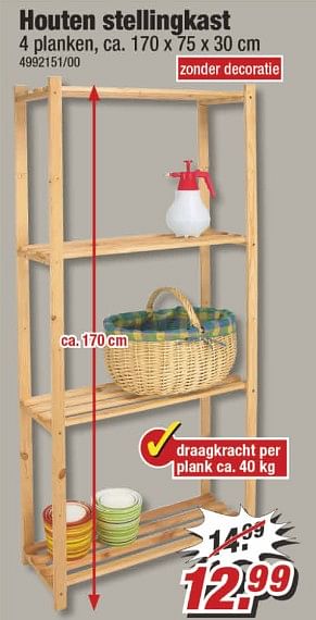 Aanbiedingen Houten stellingkast - Huismerk - Poco - Geldig van 17/07/2017 tot 23/07/2017 bij Poco