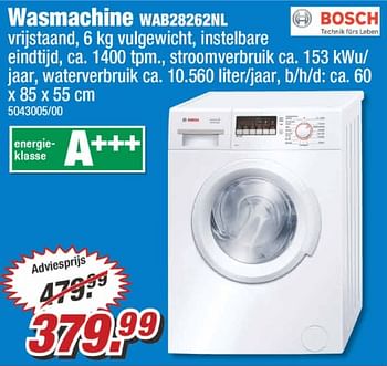 Aanbiedingen Bosch wasmachine wab28262nl - Bosch - Geldig van 17/07/2017 tot 23/07/2017 bij Poco