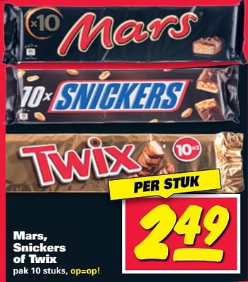 Aanbiedingen Mars, snickers of twix - Mars Snacks - Geldig van 17/07/2017 tot 23/07/2017 bij Nettorama