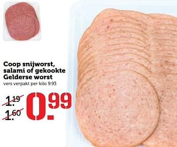 Aanbiedingen Coop snijworst, salami of gekookte gelderse worst - Huismerk - Coop - Geldig van 17/07/2017 tot 23/07/2017 bij Coop