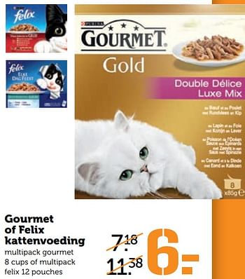 Aanbiedingen Gourmet of felix kattenvoeding - Purina - Geldig van 17/07/2017 tot 23/07/2017 bij Coop