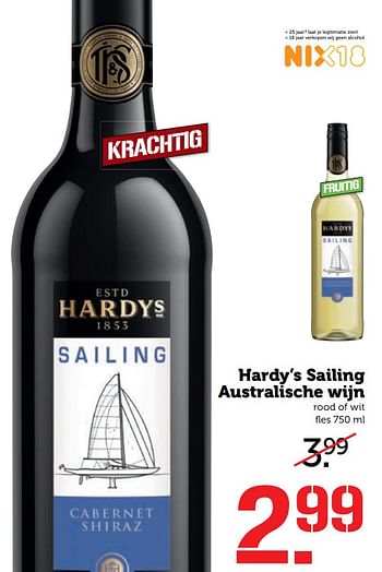 Aanbiedingen Hardy`s sailing australische wijn - Rode wijnen - Geldig van 17/07/2017 tot 23/07/2017 bij Coop