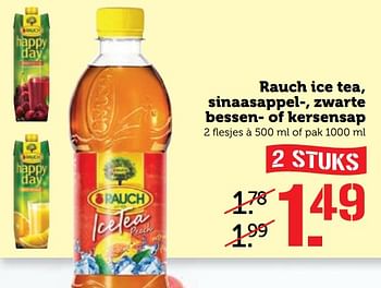 Aanbiedingen Rauch ice tea, sinaasappel-, zwarte bessen- of kersensap - Rauch - Geldig van 17/07/2017 tot 23/07/2017 bij Coop