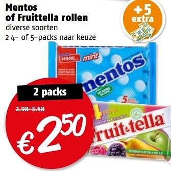 Aanbiedingen Mentos of fruittella rollen - Huismerk Poiesz - Geldig van 17/07/2017 tot 23/07/2017 bij Poiesz