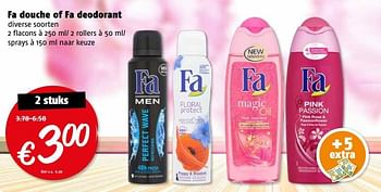 Aanbiedingen Fa douche of fa deodorant - Fa - Geldig van 17/07/2017 tot 23/07/2017 bij Poiesz