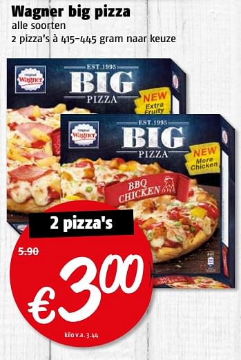 Aanbiedingen Wagner big pizza - Original Wagner - Geldig van 17/07/2017 tot 23/07/2017 bij Poiesz