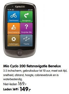 Aanbiedingen Mio cyclo 200 fietsnavigatie benelux - Mio - Geldig van 17/07/2017 tot 30/07/2017 bij ANWB
