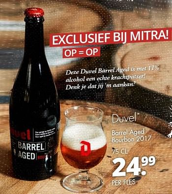 Aanbiedingen Duvel barrel aged bourbon 2017 - Duvel - Geldig van 17/07/2017 tot 29/07/2017 bij Mitra