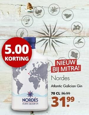 Aanbiedingen Nordes atlantic galician gin - Atlantic - Geldig van 17/07/2017 tot 29/07/2017 bij Mitra