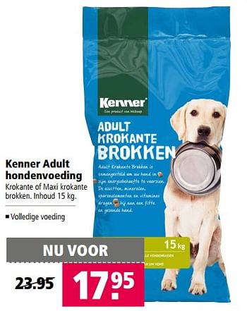 Aanbiedingen Kenner adult hondenvoeding - Kenner - Geldig van 17/07/2017 tot 30/07/2017 bij Welkoop