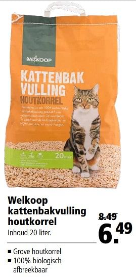 Aanbiedingen Welkoop kattenbakvulling houtkorrel - Huismerk - Welkoop - Geldig van 17/07/2017 tot 30/07/2017 bij Welkoop