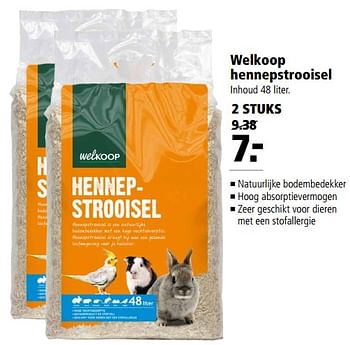 Aanbiedingen Welkoop hennepstrooisel - Huismerk - Welkoop - Geldig van 17/07/2017 tot 30/07/2017 bij Welkoop