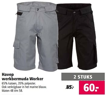 Aanbiedingen Havep werkbermuda worker - Havep - Geldig van 17/07/2017 tot 30/07/2017 bij Welkoop