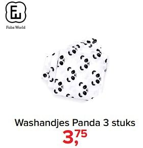 Aanbiedingen Washandjes panda - Fabs World - Geldig van 17/07/2017 tot 30/07/2017 bij Baby-Dump