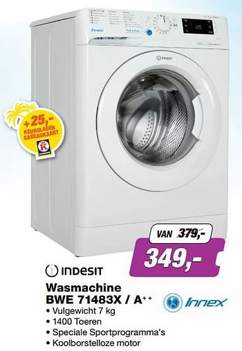 Aanbiedingen Indesit wasmachine bwe 71483x - a+ + - Indesit - Geldig van 17/07/2017 tot 30/07/2017 bij ElectronicPartner