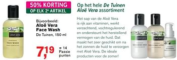 Aanbiedingen Aloë vera face wash - De Tuinen - Geldig van 17/07/2017 tot 06/08/2017 bij Holland & Barrett