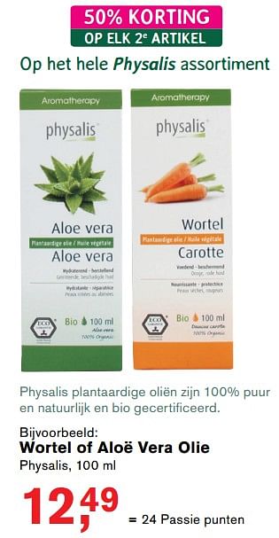 Aanbiedingen Wortel of aloë vera olie - Physalis - Geldig van 17/07/2017 tot 06/08/2017 bij Holland & Barrett
