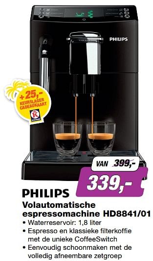 Aanbiedingen Philips volautomatische espressomachine hd8841-01 - Philips - Geldig van 17/07/2017 tot 30/07/2017 bij ElectronicPartner