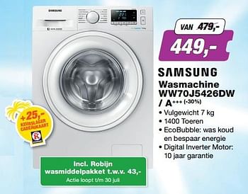 Aanbiedingen Samsung wasmachine ww70j5426dw - a+++ - Samsung - Geldig van 17/07/2017 tot 30/07/2017 bij ElectronicPartner