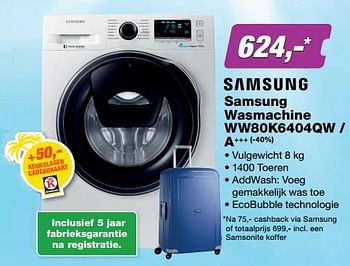 Aanbiedingen Samsung wasmachine ww80k6404qw - a+++ - Samsung - Geldig van 17/07/2017 tot 30/07/2017 bij ElectronicPartner