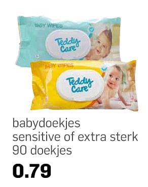 Aanbiedingen Babydoekjes sensitive of extra sterk - Teddy Care - Geldig van 19/07/2017 tot 25/07/2017 bij Action