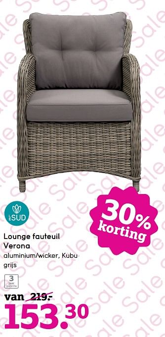 Aanbiedingen Lounge fauteuil verona - Le Sud - Geldig van 17/07/2017 tot 20/08/2017 bij Leen Bakker