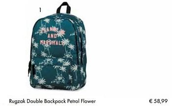 Aanbiedingen Rugzak double backpack petrol flower - Huismerk - Multi Bazar - Geldig van 01/08/2017 tot 15/09/2017 bij Multi Bazar