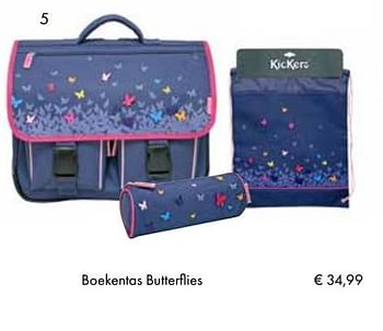 Aanbiedingen Boekentas butterflies - Kickers - Geldig van 01/08/2017 tot 15/09/2017 bij Multi Bazar