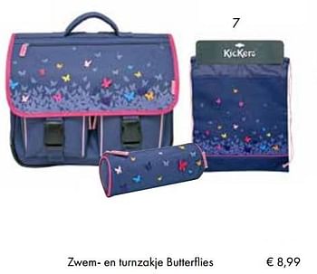 Aanbiedingen Zwem- en turnzakje butterflies - Kickers - Geldig van 01/08/2017 tot 15/09/2017 bij Multi Bazar