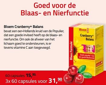 Aanbiedingen Bloem cranberry+ balans - Bloem - Geldig van 07/07/2017 tot 30/09/2017 bij De Rode Pilaren