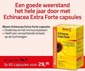 Aanbiedingen Bloem echinacea extra forte capsules - Bloem - Geldig van 07/07/2017 tot 30/09/2017 bij De Rode Pilaren