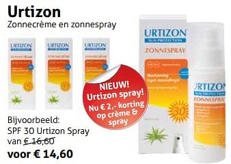Aanbiedingen Urtizon spf 30 urtizon spray - Urtizon - Geldig van 07/07/2017 tot 30/09/2017 bij De Rode Pilaren