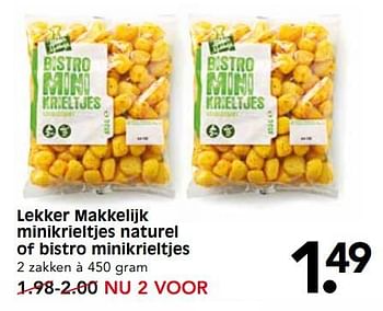 Aanbiedingen Lekker makkelijk minikrieltjes naturel of bistro minikrieltjes - Huismerk - Em-té - Geldig van 22/07/2017 tot 29/07/2017 bij Em-té