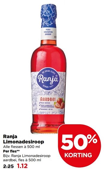 Aanbiedingen Ranja limonadesiroop - Ranja - Geldig van 23/07/2017 tot 29/07/2017 bij Plus