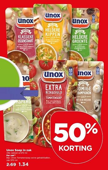 Aanbiedingen Unox soep in zak - Unox - Geldig van 23/07/2017 tot 29/07/2017 bij Plus