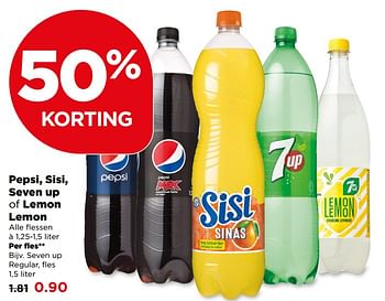 Aanbiedingen Pepsi, sisi, seven up of lemon lemon - Huismerk - Plus - Geldig van 23/07/2017 tot 29/07/2017 bij Plus
