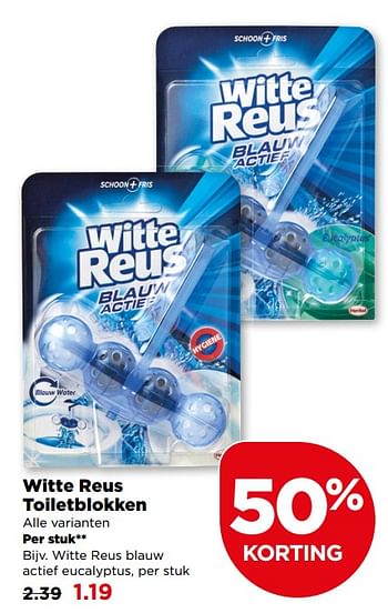 Aanbiedingen Witte reus toiletblokken - Witte reus - Geldig van 23/07/2017 tot 29/07/2017 bij Plus