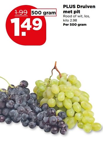Aanbiedingen Druiven met pit - Huismerk - Plus - Geldig van 23/07/2017 tot 29/07/2017 bij Plus