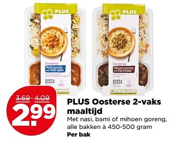 Aanbiedingen Oosterse 2-vaks maaltijd - Huismerk - Plus - Geldig van 23/07/2017 tot 29/07/2017 bij Plus