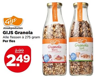 Aanbiedingen Gijs granola - Gijs - Geldig van 23/07/2017 tot 29/07/2017 bij Plus