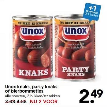 Aanbiedingen Unox knaks, party knaks of bierbommetjes - Unox - Geldig van 22/07/2017 tot 29/07/2017 bij Em-té