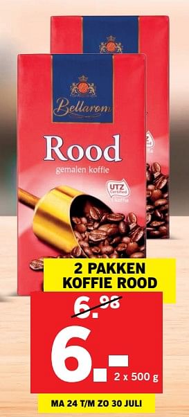 Aanbiedingen 2 pakken koffie rood - Bellarom - Geldig van 24/01/2017 tot 30/07/2017 bij Lidl