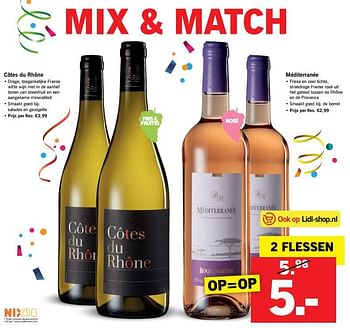 Aanbiedingen Côtes du rhône - Witte wijnen - Geldig van 24/01/2017 tot 30/07/2017 bij Lidl