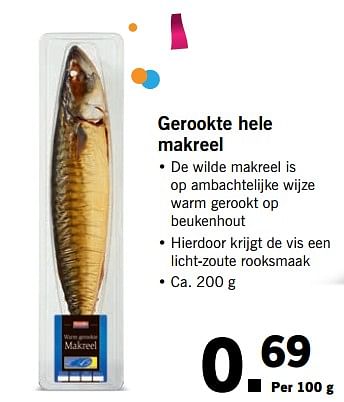 Aanbiedingen Gerookte hele makreel - Huismerk - Lidl - Geldig van 24/01/2017 tot 30/07/2017 bij Lidl