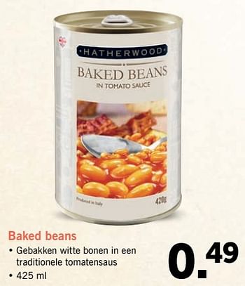 Aanbiedingen Baked beans - Hatherwood - Geldig van 24/01/2017 tot 30/07/2017 bij Lidl