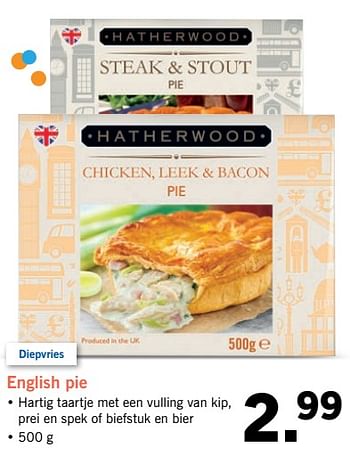 Aanbiedingen English pie - Hatherwood - Geldig van 24/01/2017 tot 30/07/2017 bij Lidl