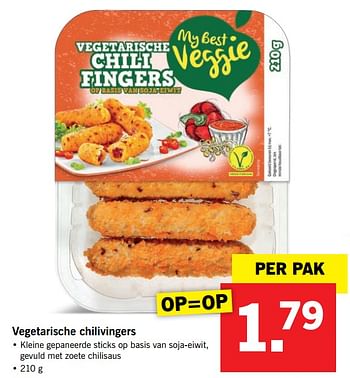 Aanbiedingen Vegetarische chilivingers - My Best Veggie - Geldig van 24/01/2017 tot 30/07/2017 bij Lidl